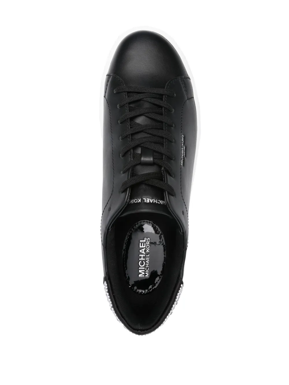 Shop Michael Kors Logo-print Leather Sneakers In Black