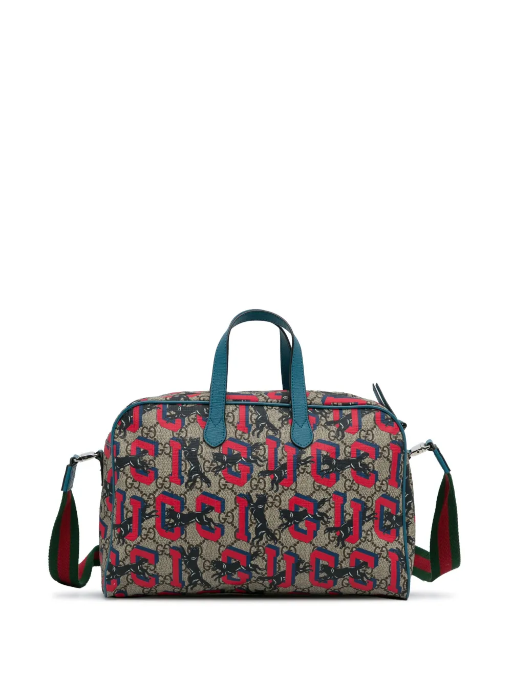 Gucci Pre-Owned 2016-2023 Gucci GG Supreme Wolves Satchel - Rood