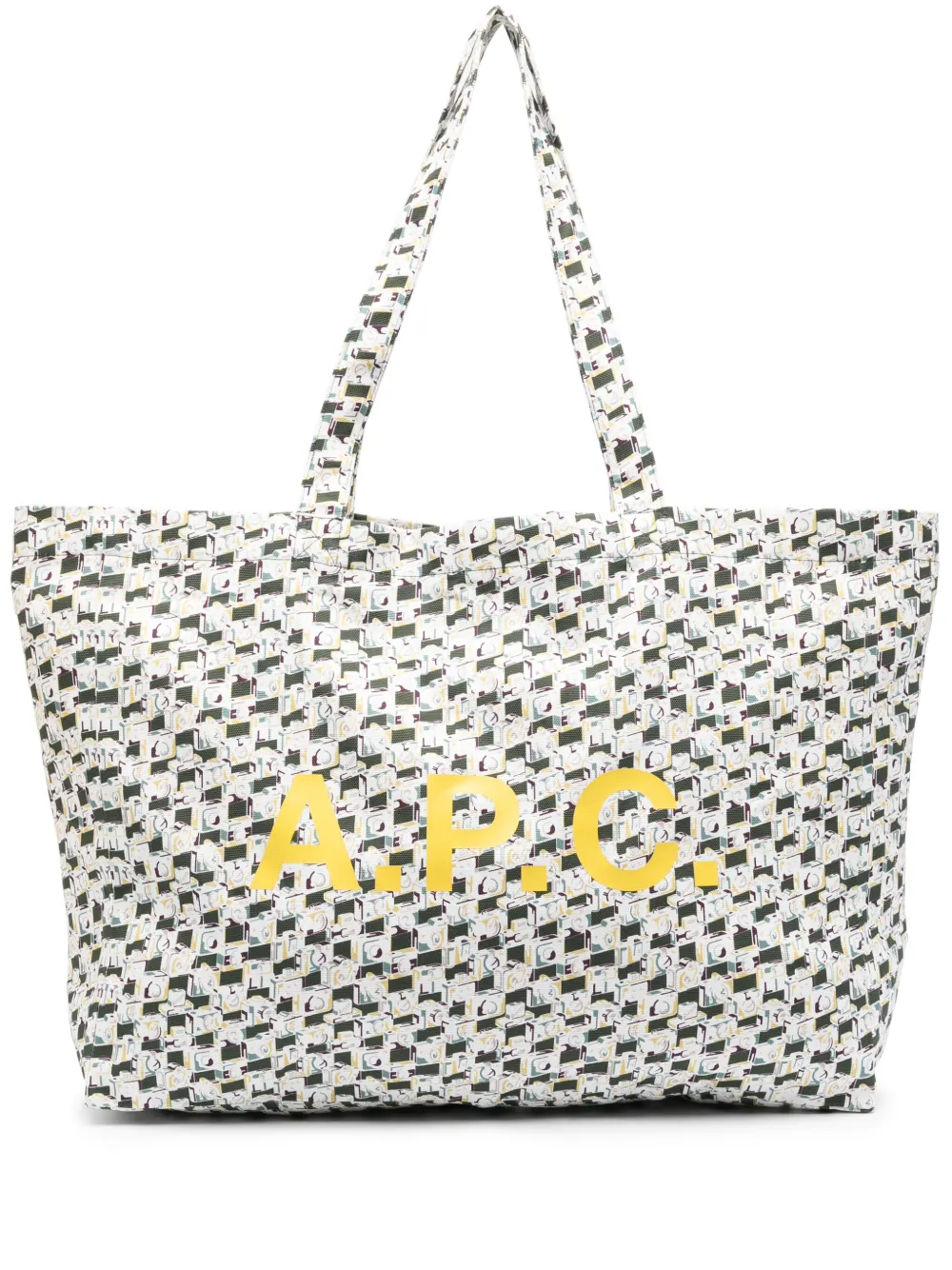 A.P.C. camera-print canvas tote bag Wit