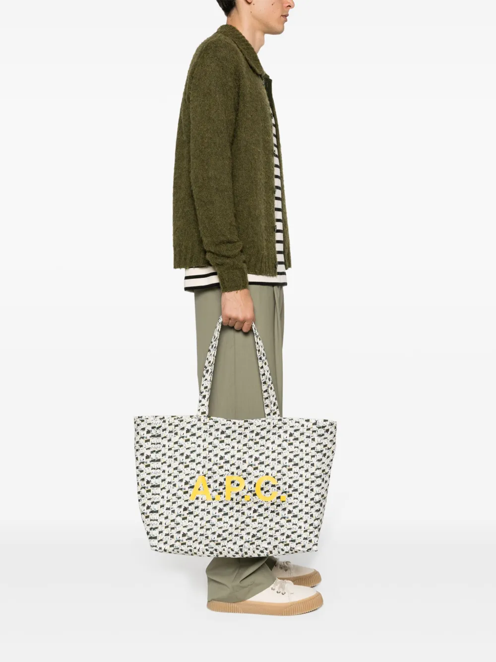 A.P.C. camera-print canvas tote bag - Wit