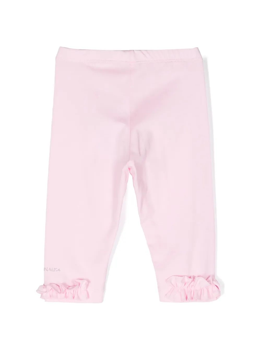 Shop Monnalisa Logo-embellished Ruffled Leggings In Pink