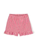 Monnalisa gingham-check cotton blend shorts - Red