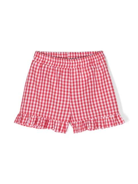 Monnalisa gingham-check cotton blend shorts