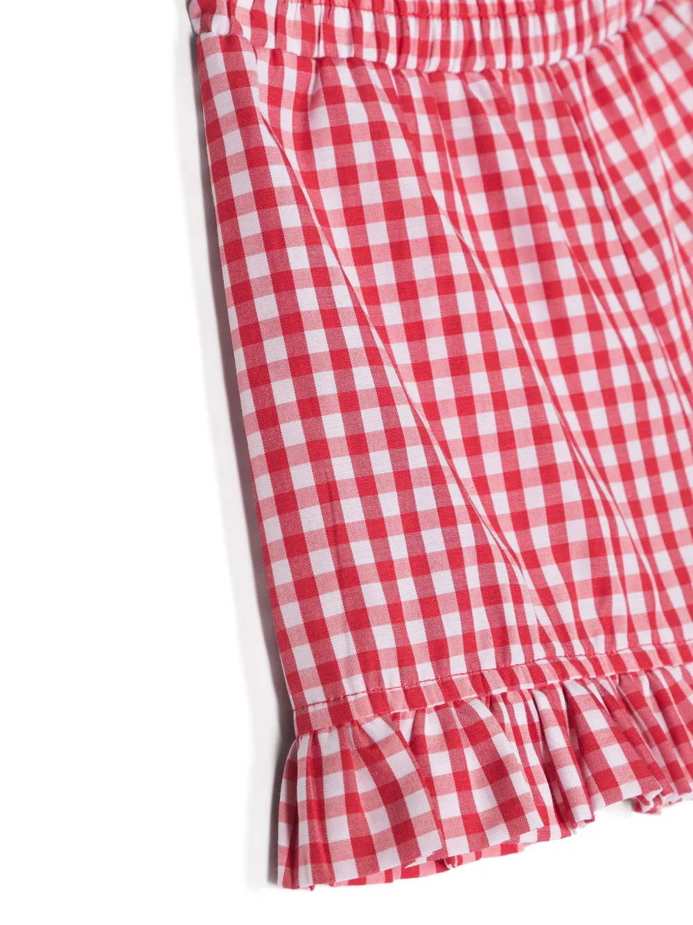 Shop Monnalisa Gingham-check Cotton Blend Shorts In Red