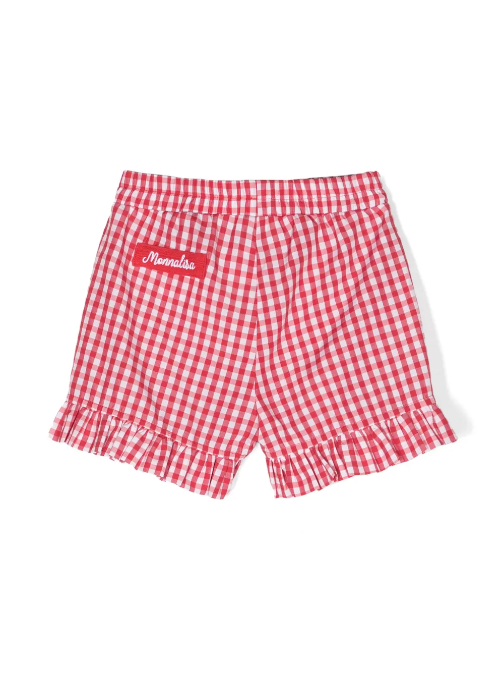 Shop Monnalisa Gingham-check Cotton Blend Shorts In Red