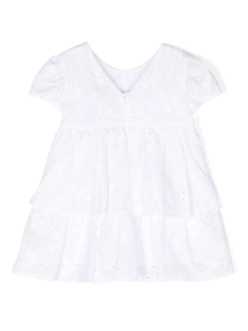 Monnalisa Jurk met broderie anglaise - Wit
