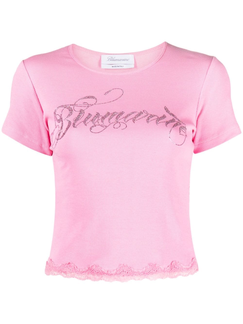 Blumarine Bead-embellished Cotton T-shirt In Rosa