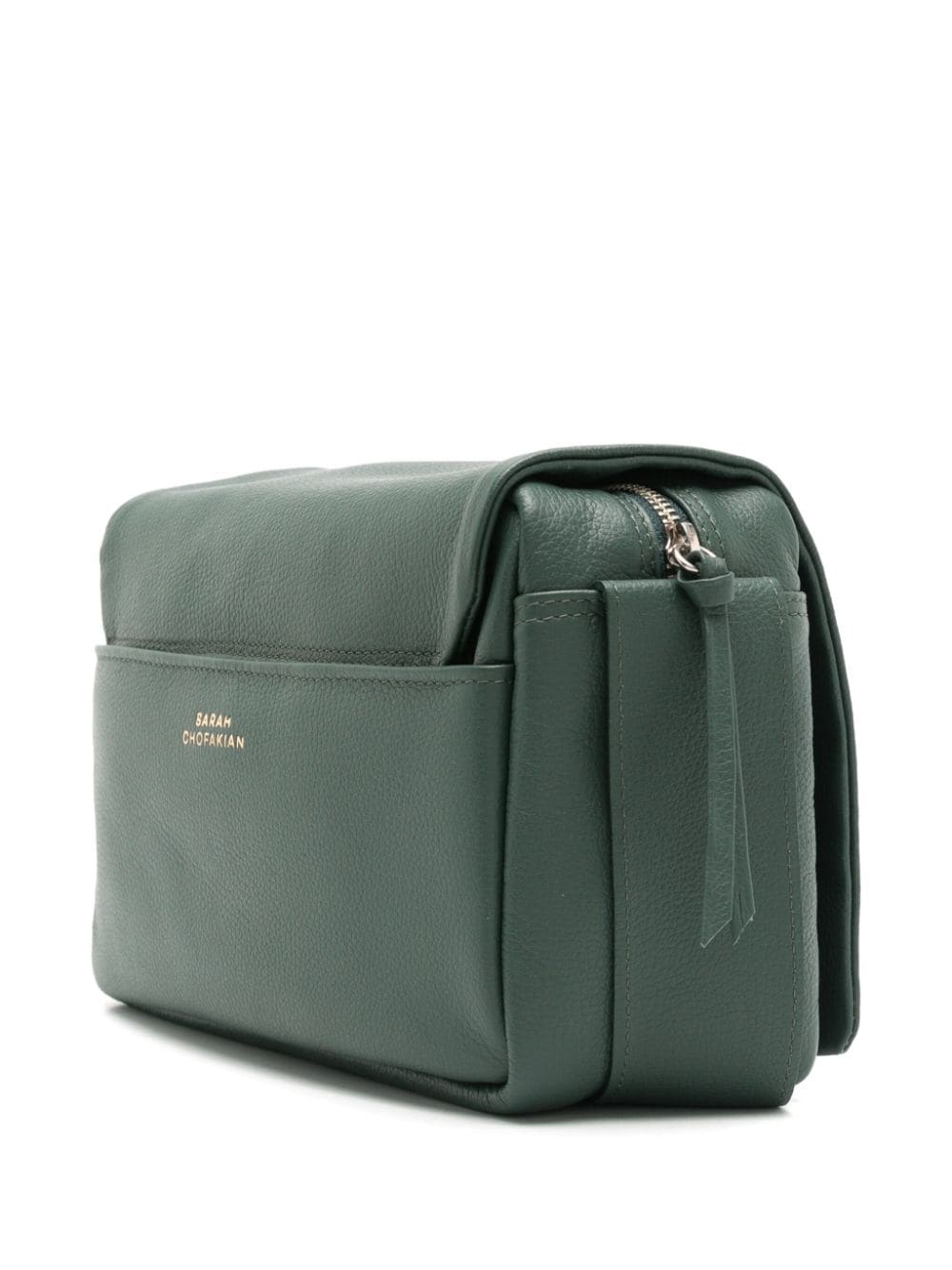 Sarah Chofakian Debby leren crossbodytas Groen