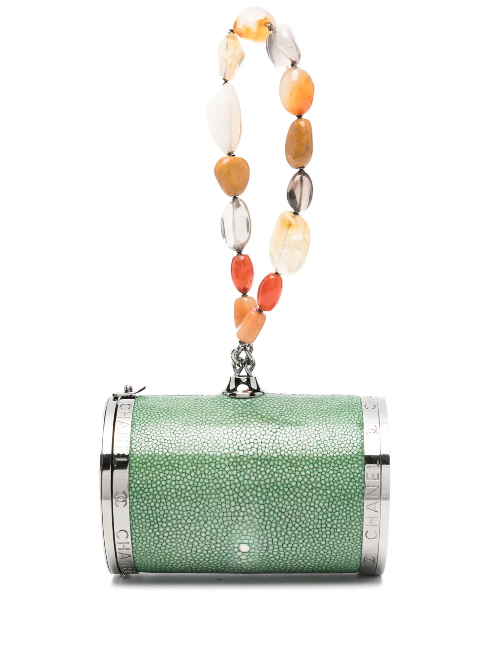 CHANEL Pre-Owned 2003-2004 gemstone-handle cylindrical bag | Green | Image 1