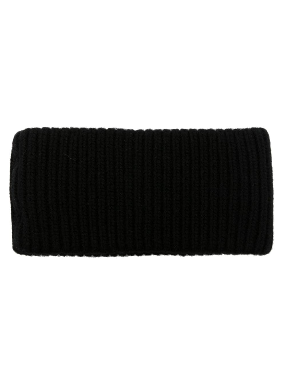 Miu Ribgebreide haarband met logo Zwart