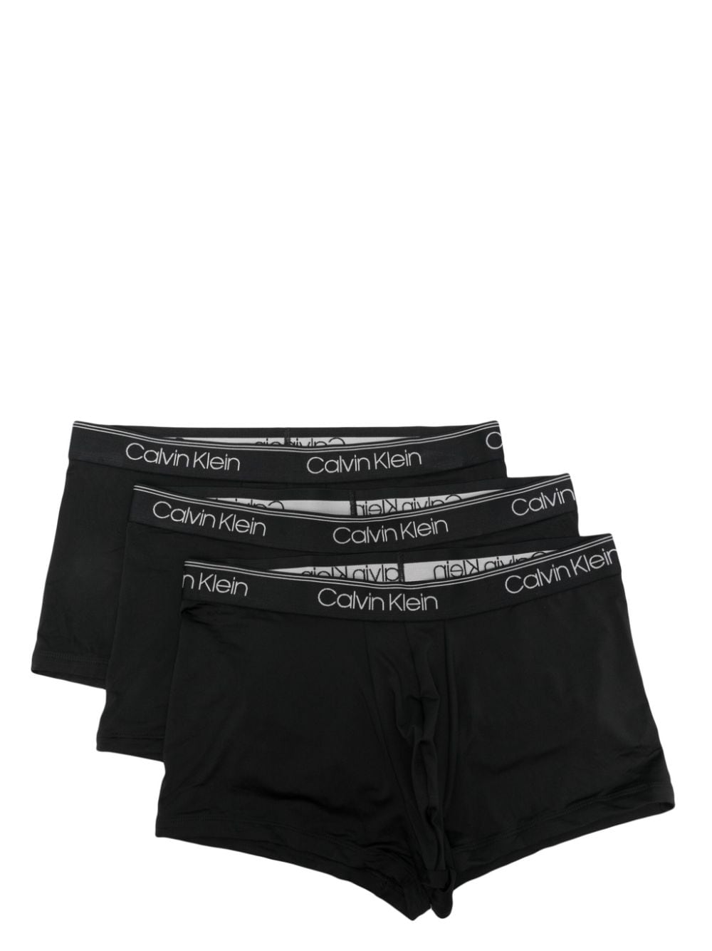 Calvin Klein logo-waistband slip-on briefs (pack of three) - Black