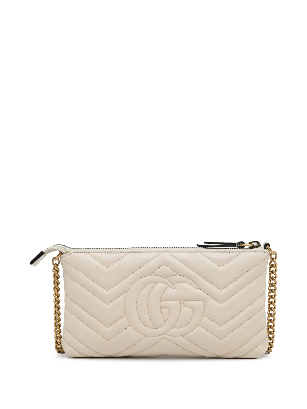 Gucci Pre-Owned 2016-2022 Gucci Mini GG Marmont Matelasse Wallet On Chain - Beige