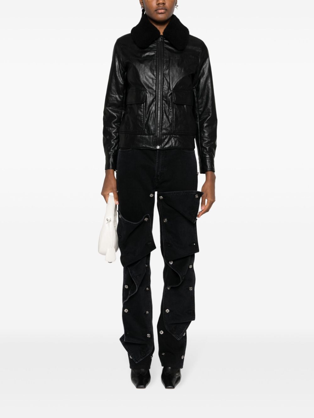A.P.C. Tina faux leather bomber jacket - Zwart