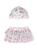 Monnalisa floral-print ruffled tutu - White