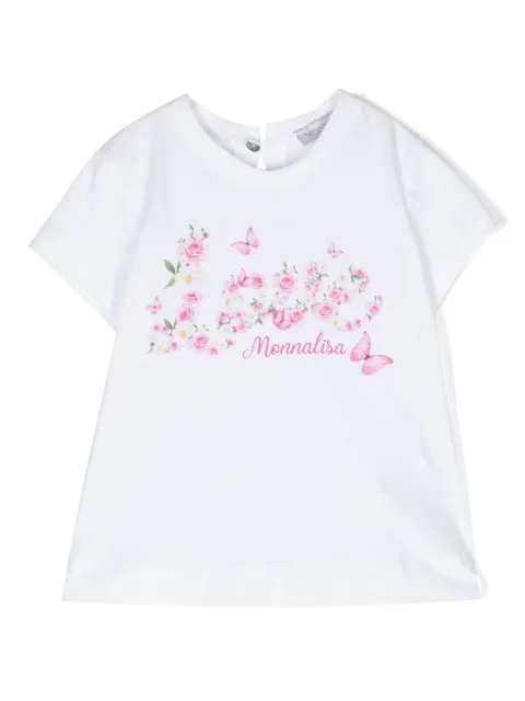 Monnalisa St. Love rose-print cotton T-shirt