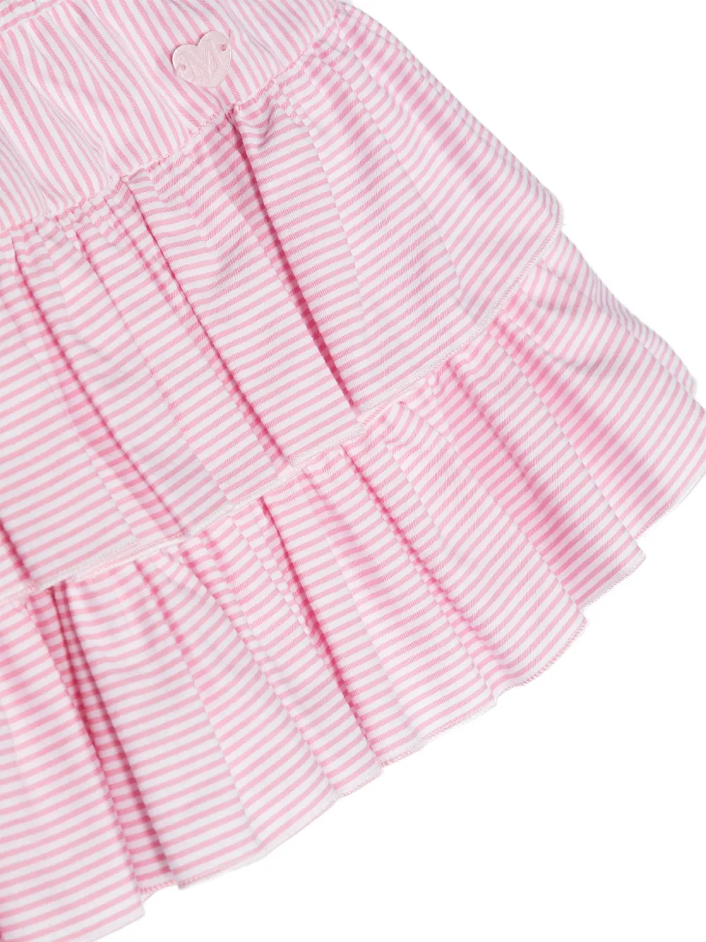 Shop Monnalisa Heart-charm Striped Tiered Skirt In Pink