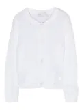 Monnalisa pointelle-knit cotton cardigan - White