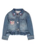 Monnalisa teddy bear-appliqué denim jacket - Blue