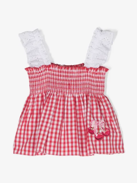 Monnalisa embroidered checked tunic top