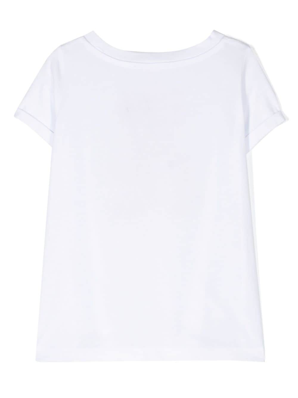 Shop Monnalisa Teddy Bear-print Rhinestone-embellished T-shirt In White