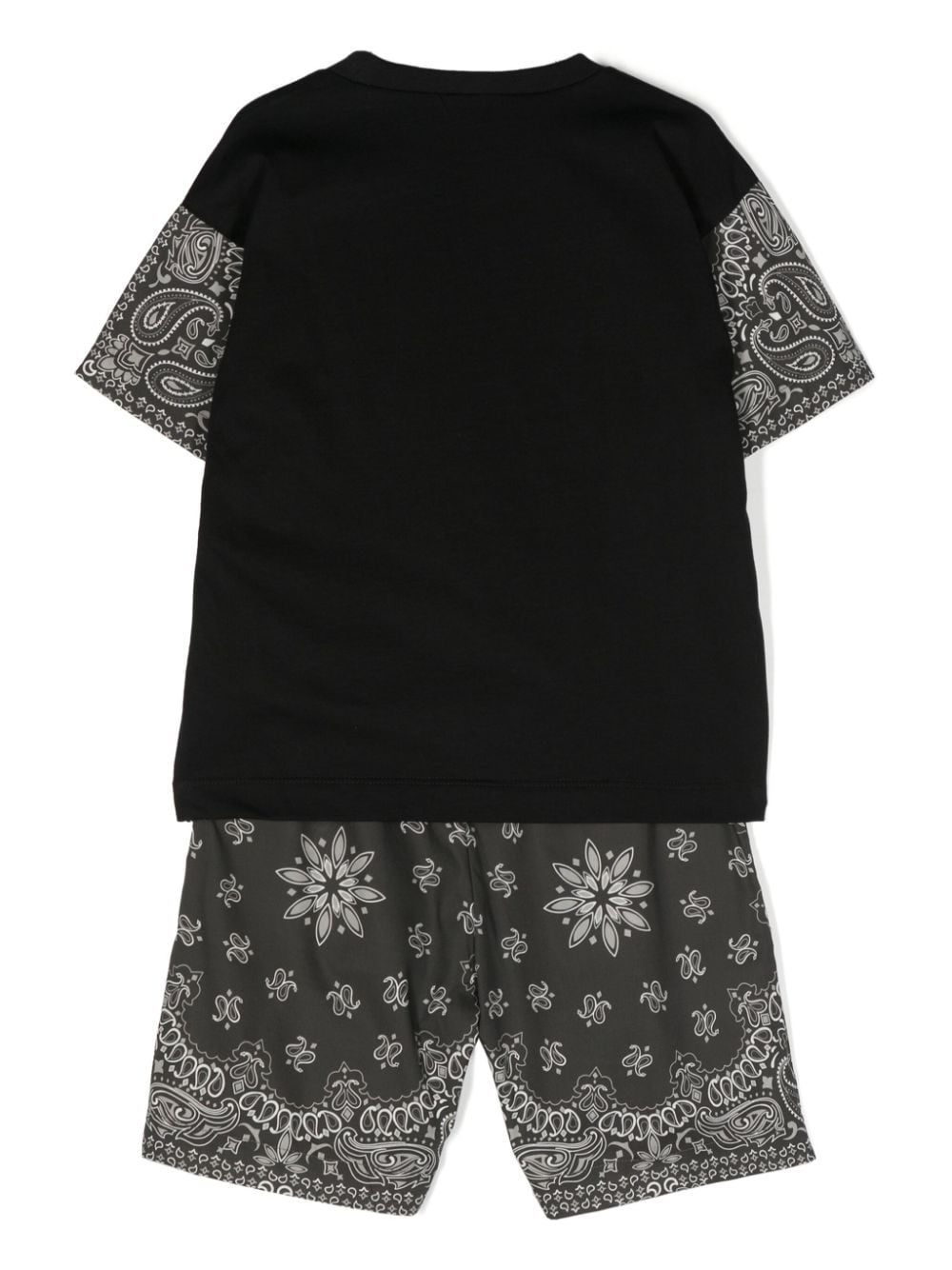 Shop Monnalisa Paisley-print Poplin Short Set In Black