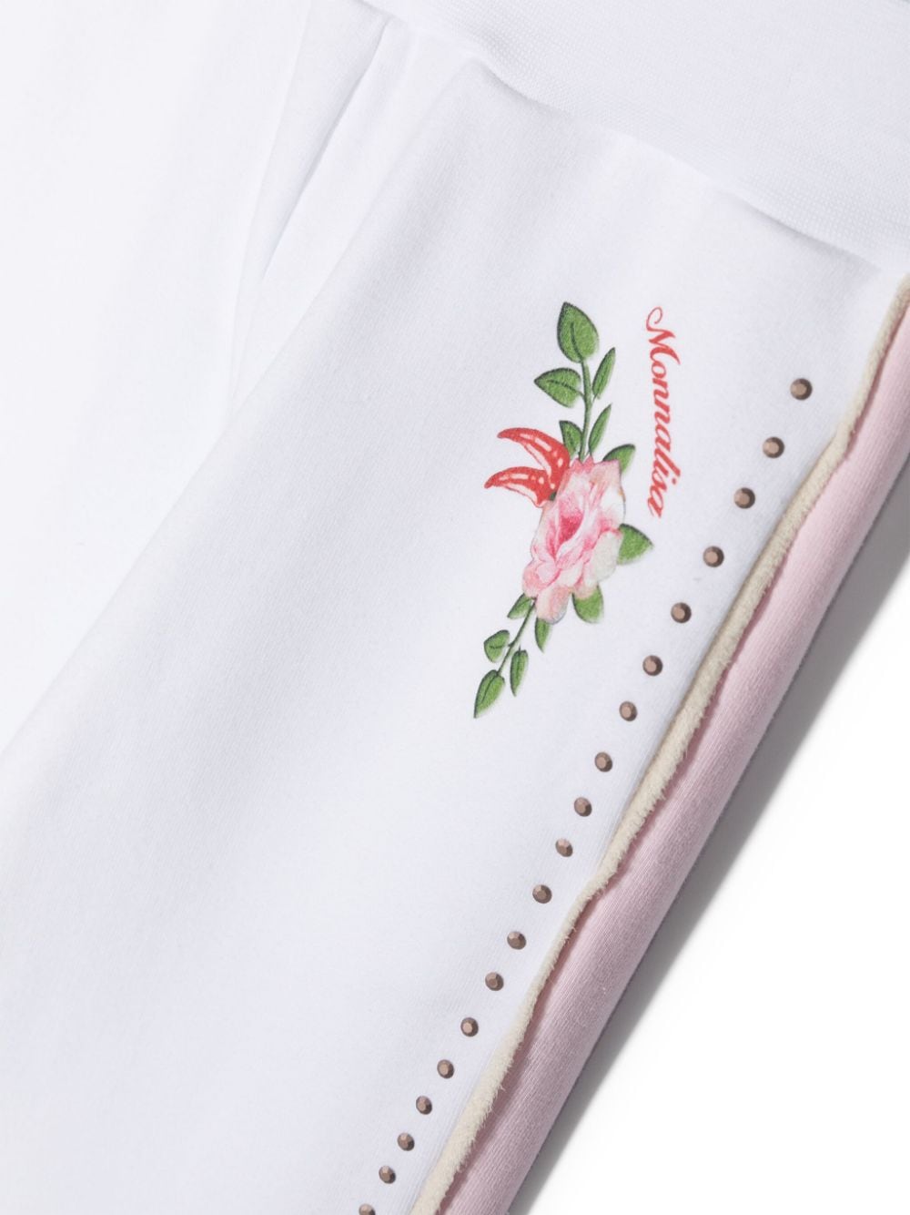 Monnalisa Trainingsbroek met bloemenprint Wit