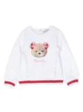 Monnalisa teddy bear-print cotton sweatshirt - White