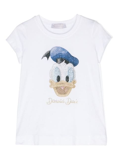 Monnalisa cartoon-print crystal-embellished T-shirt