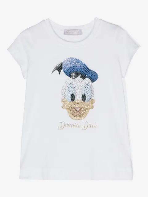 Monnalisa cartoon-print crystal-embellished T-shirt