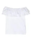 Monnalisa ruffled off-shoulder T-shirt - White