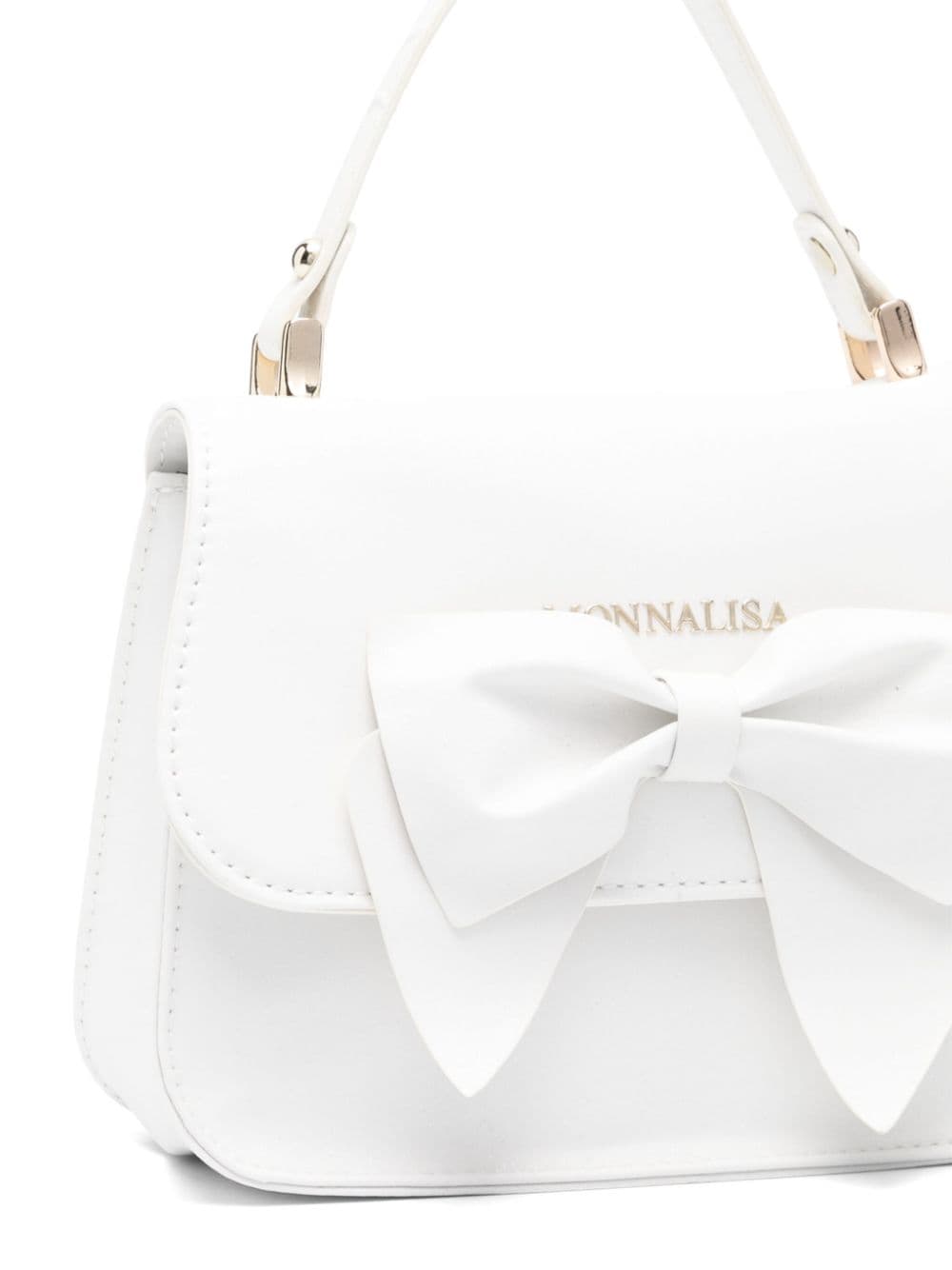 Shop Monnalisa Bow-detail Shoulder Bag In White