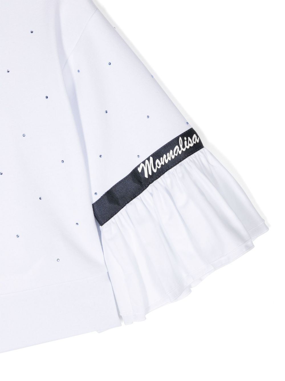 Shop Monnalisa Logo-print Rhinestone-embellished Blouse In White