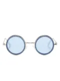 Monnalisa rhinestone-embellished round-frame sunglasses - Blue