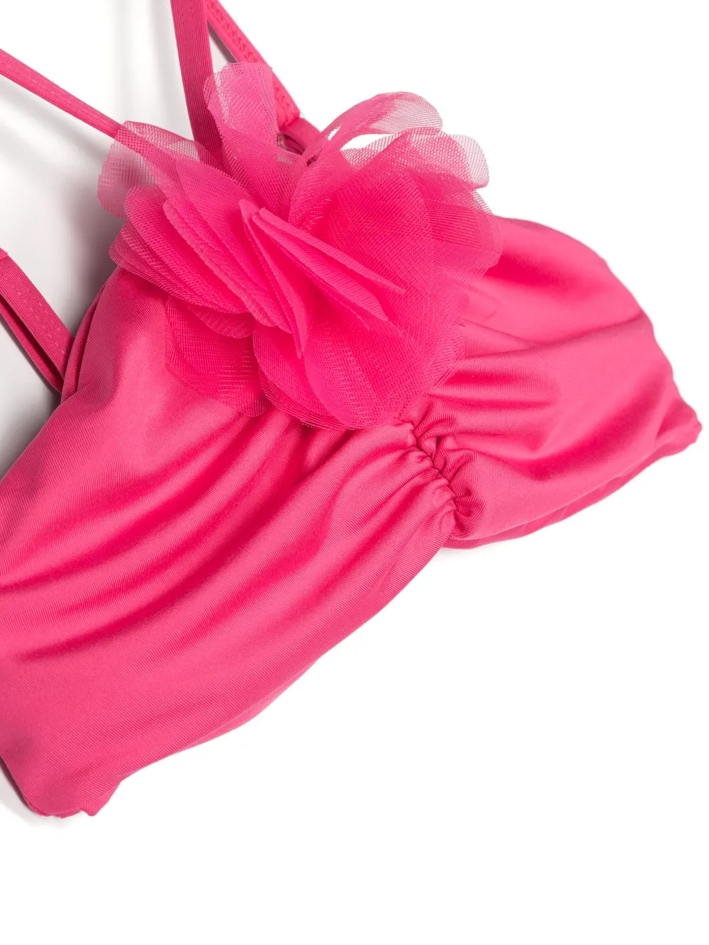 Monnalisa Bikini met ruches en bloemapplicatie Roze