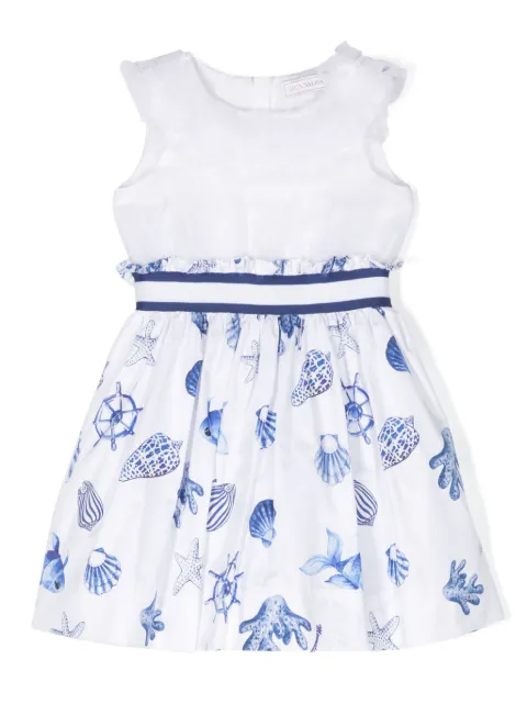 Monnalisa vestido acampanado con estampado marino