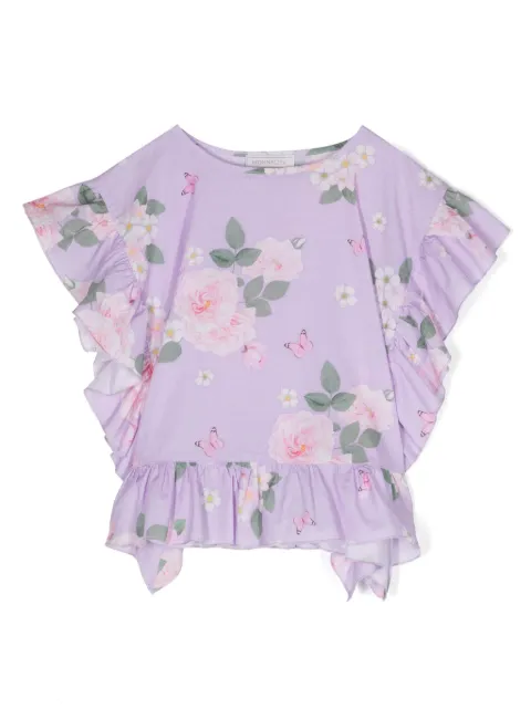 Monnalisa blusa con volantes y estampado floral