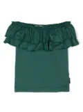 Monnalisa ruffled off-shoulder T-shirt - Green