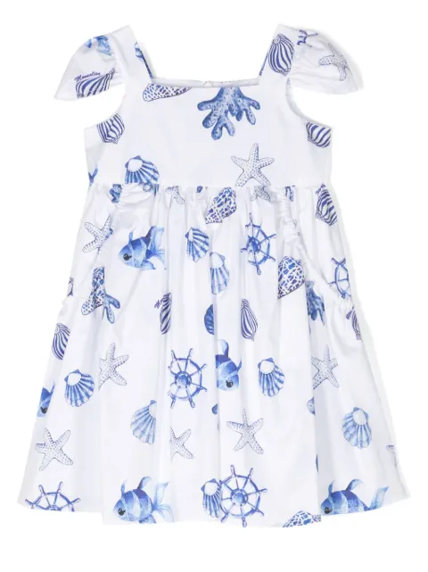 Monnalisa sea life-print cotton dress