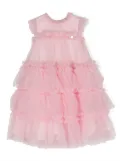 Monnalisa ruffled tulle-overlay dress - Pink