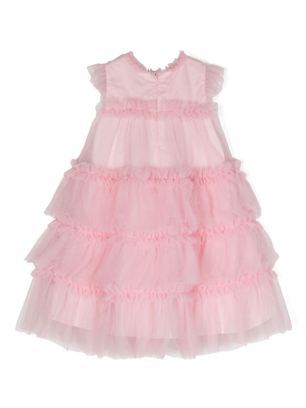 Shop Monnalisa Ruffled Tulle-overlay Dress In Pink