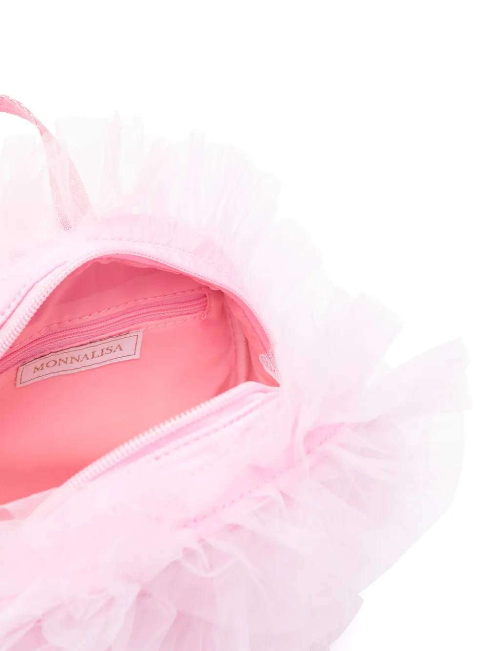 Shop Monnalisa Tulle-inserts Ruffled Backpack In Pink