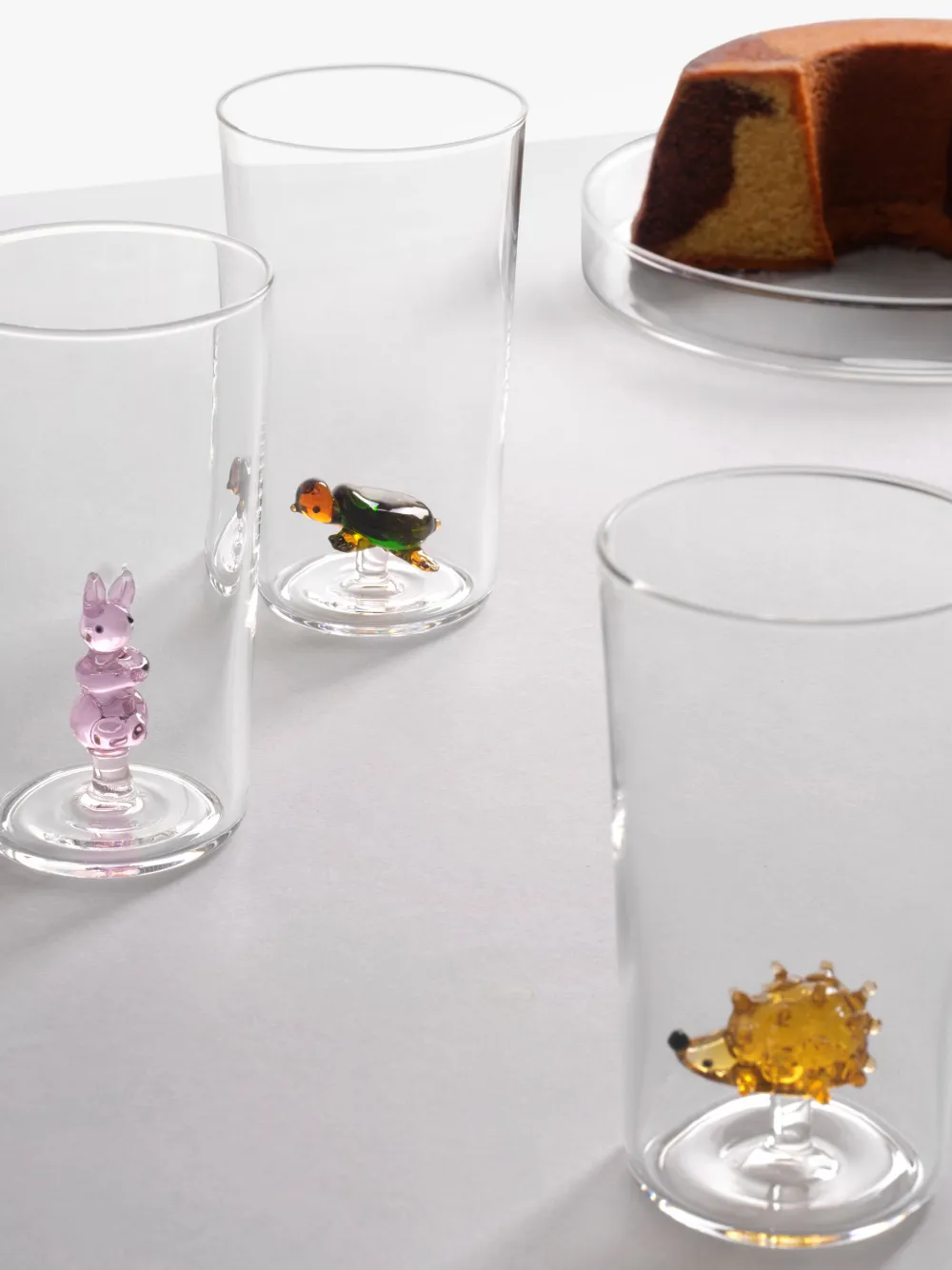Shop Ichendorf Milano Animal Farm Glazed-finish Glass (set Of Six) In White