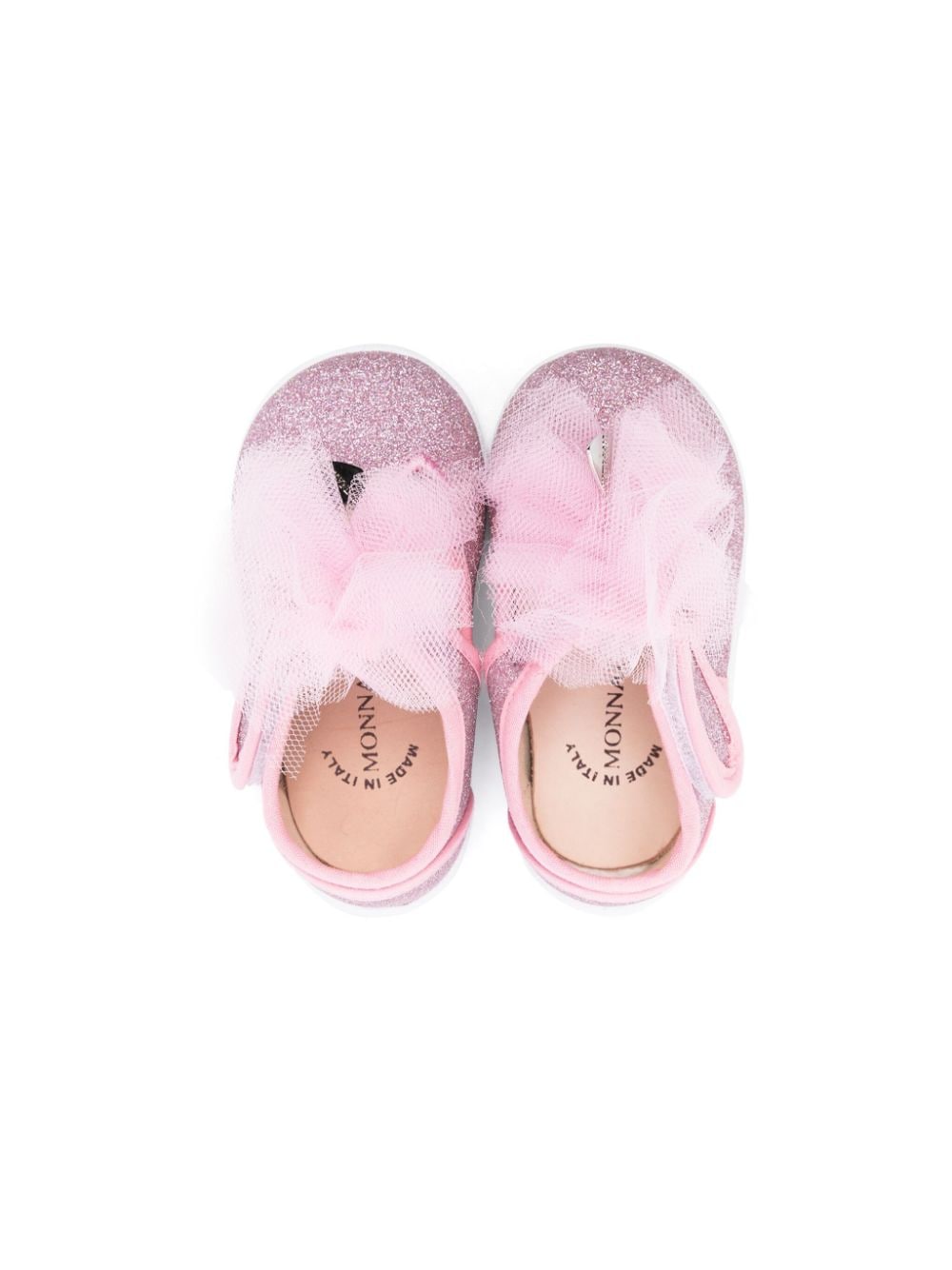 Shop Monnalisa Ruffled Glitter-detail Ballerinas In Pink