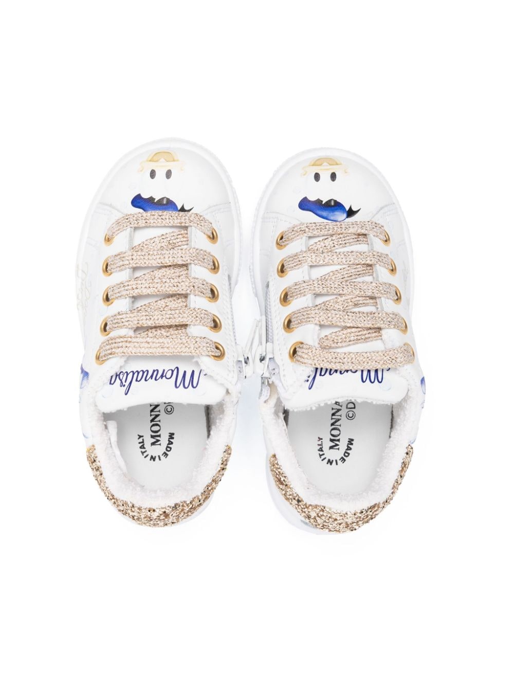 Shop Monnalisa X Donald Duck Leather Sneakers In White