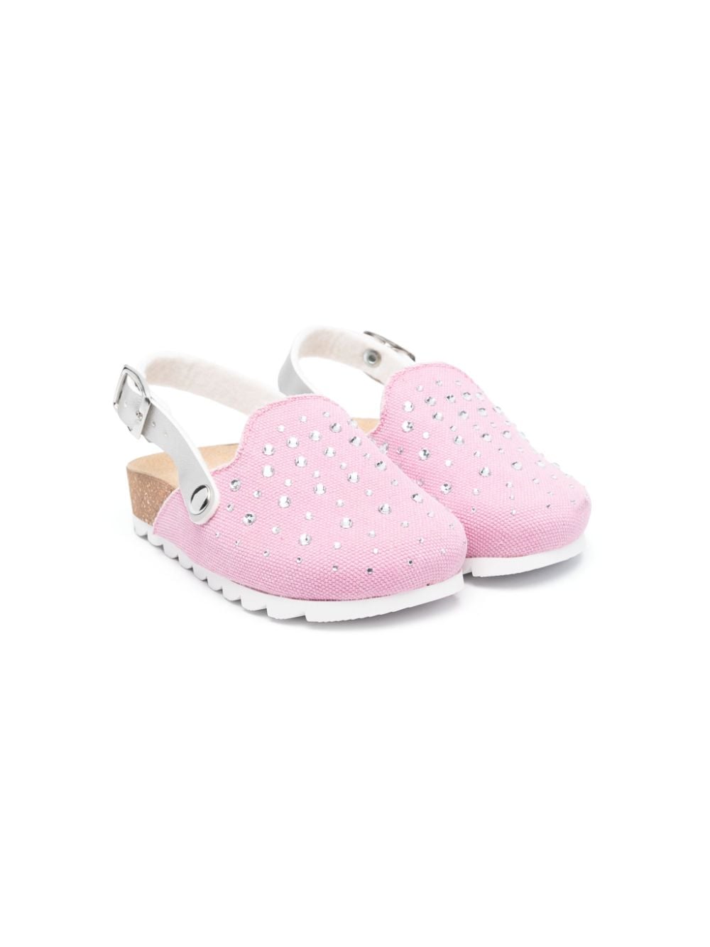 Shop Monnalisa Crystal-embellished Sandals In Pink