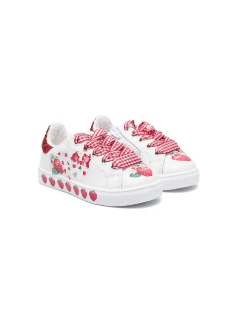 Monnalisa tenis con agujetas y fresas estampadas