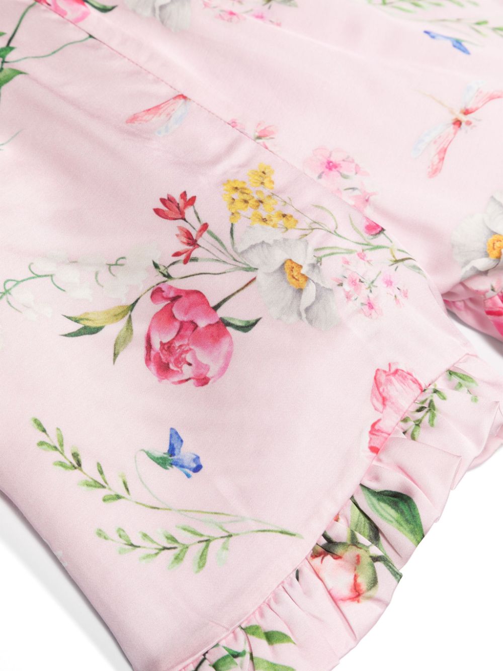 Monnalisa Shorts met bloemenprint en ruches Roze