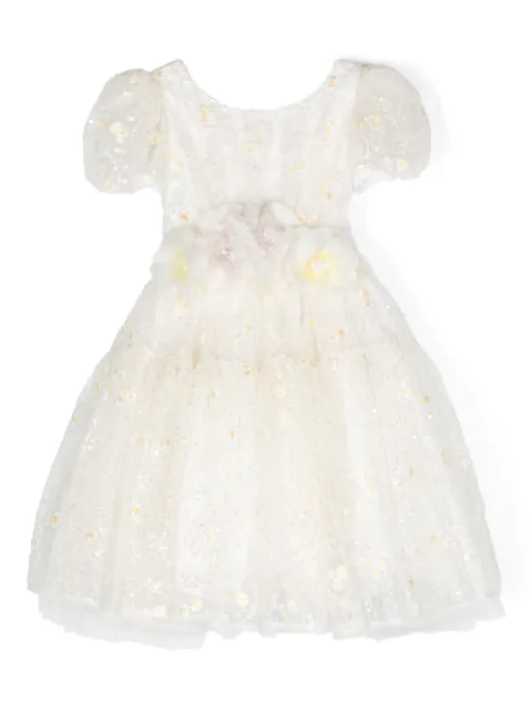 Monnalisa vestido corto con aplique de flor