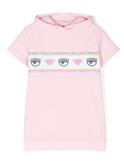 Chiara Ferragni Kids vestido con capucha y franjas del logo