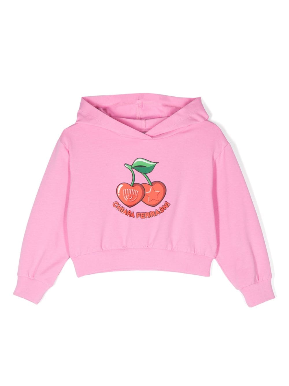 Chiara Ferragni Kids' Cherry-print Cotton Hoodie In Pink